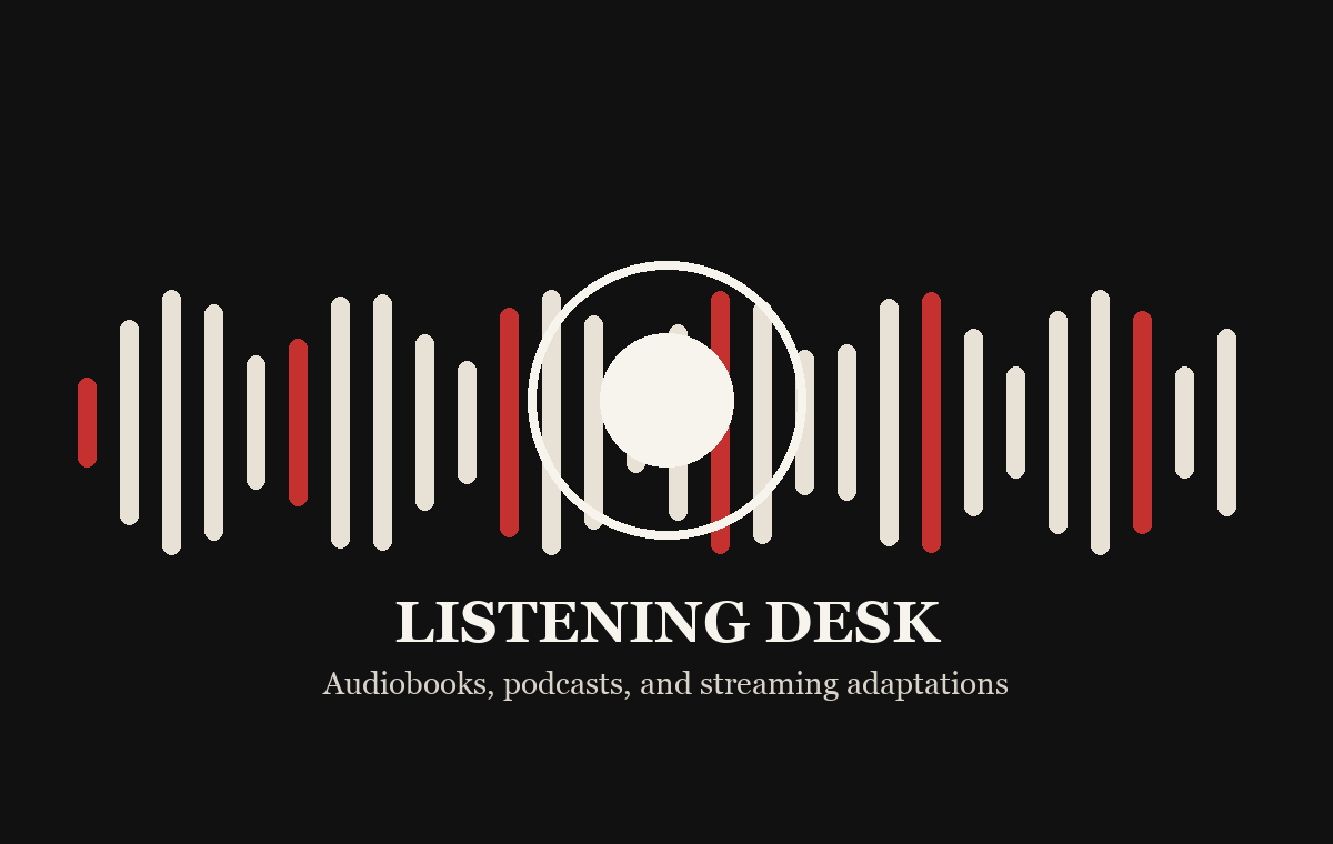 Audio waveform and listening desk artwork