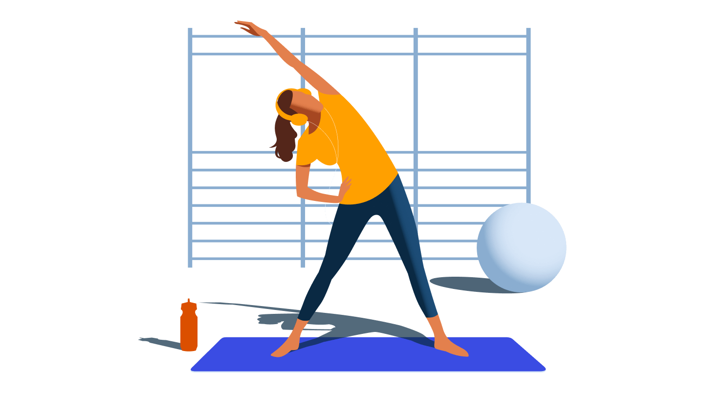 Audible listener exercising with headphones