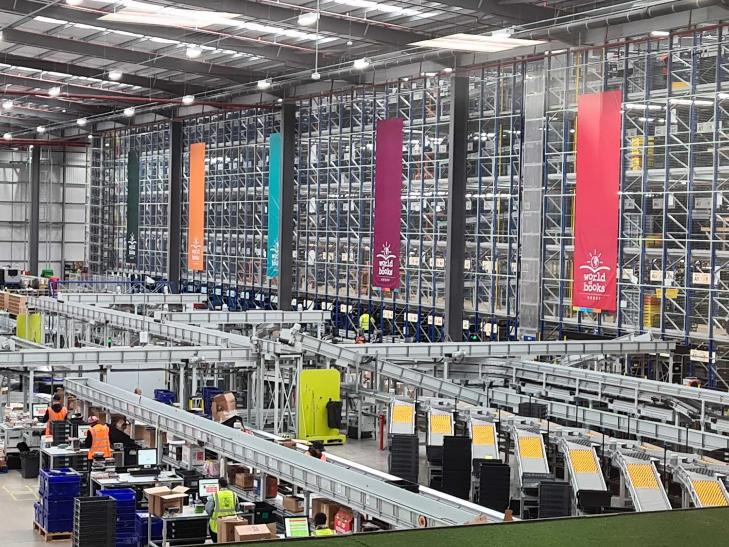 World of Books warehouse shelves for used book fulfilment